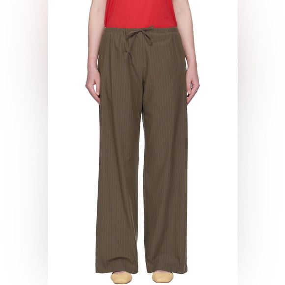 AMOMENTOBrown Stripe Banding Lounge Pants